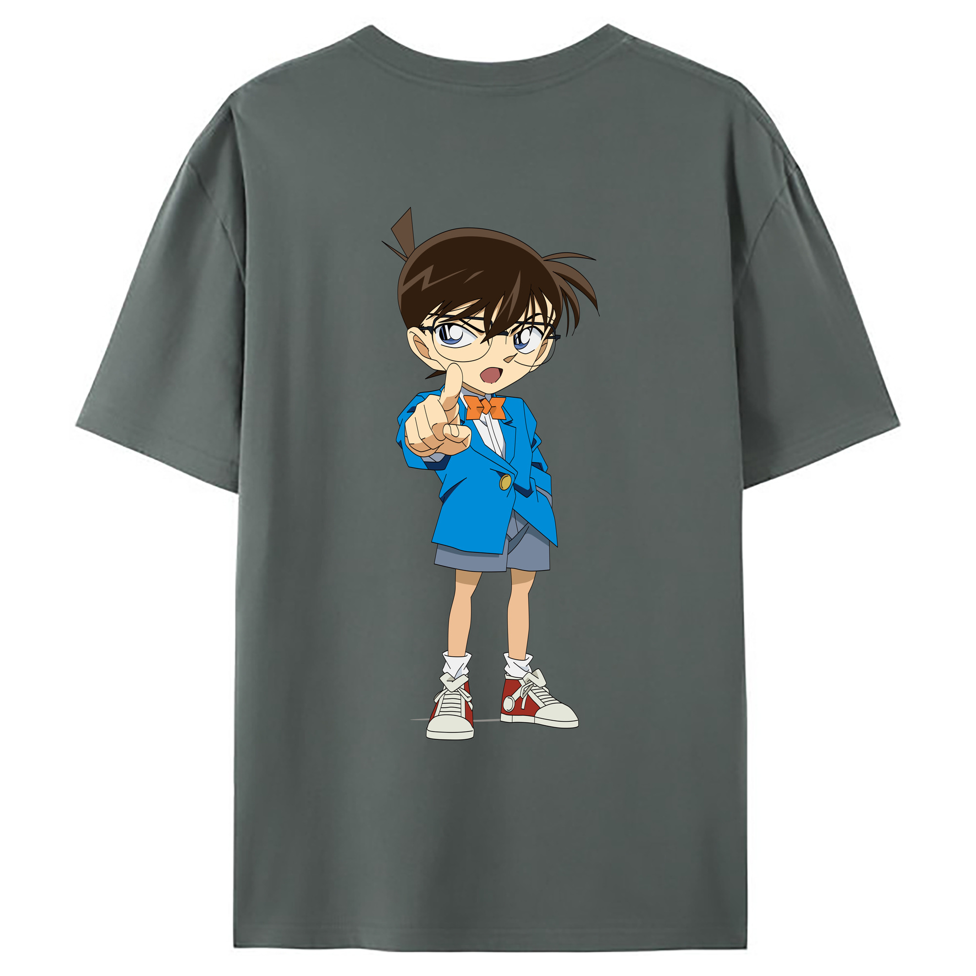 （画像用） 名探偵コナン 江戸川 コナン Detective Conan Conan Edogawa 綿100％ メンズ半袖Tシャツ（バックプリント） 通気性